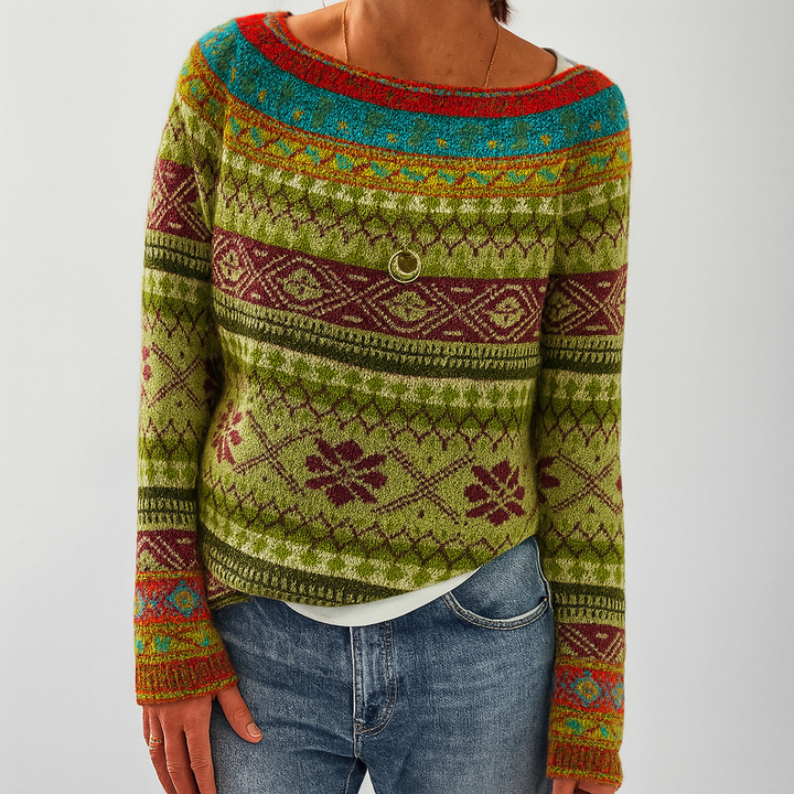 Retro kabelstrikket sweater til kvinder