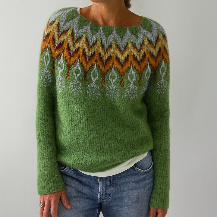 Retro kabelstrikket sweater til kvinder