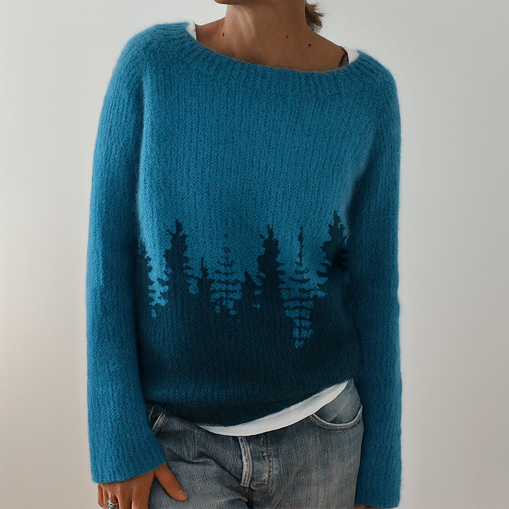 Retro kabelstrikket sweater til kvinder