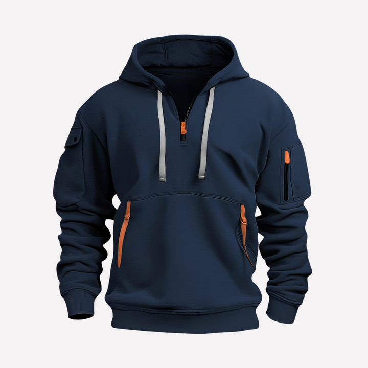 Herrhoodie med justerbar huva
