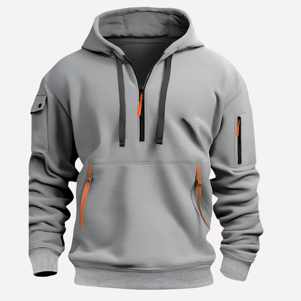 Herrhoodie med justerbar huva