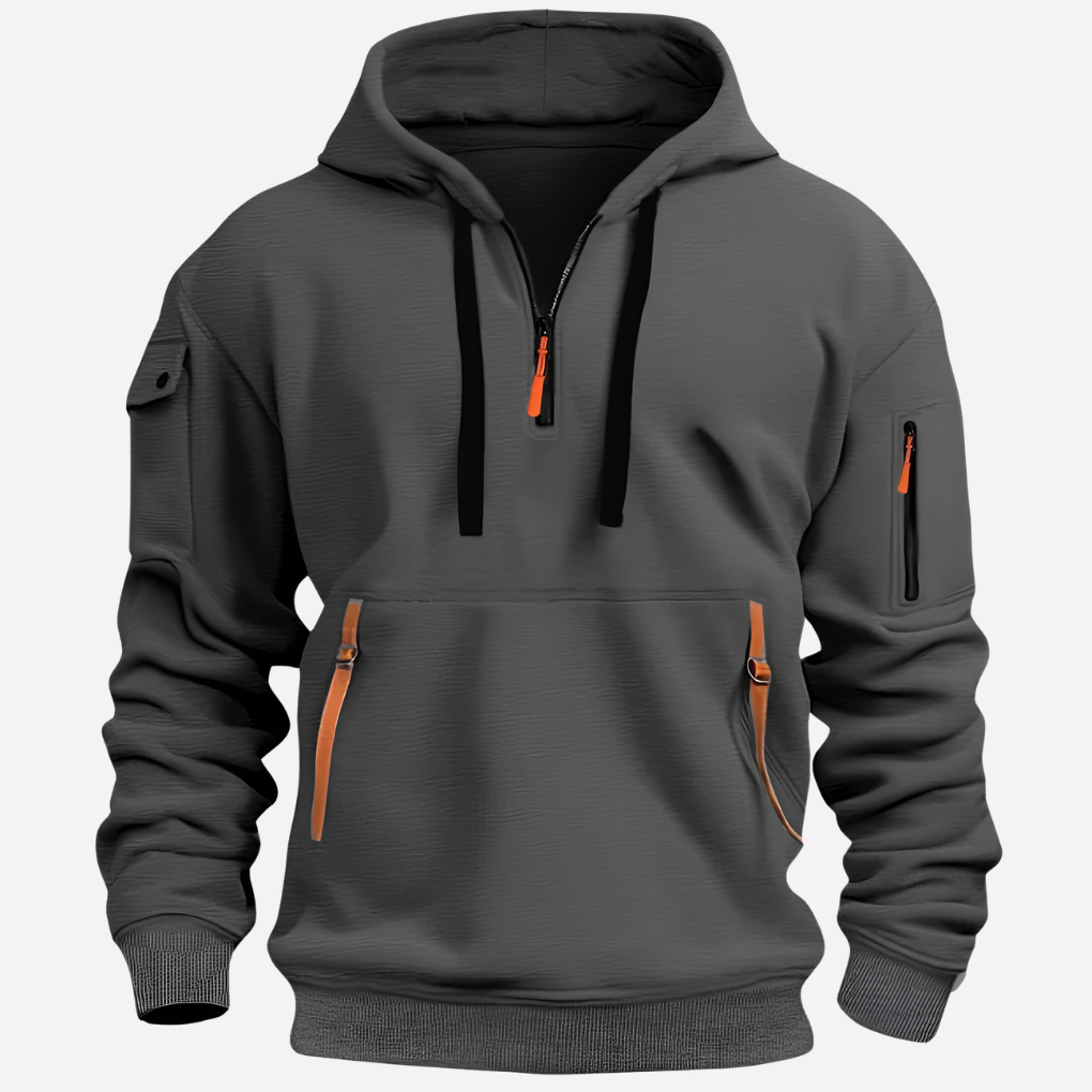 Herrhoodie med justerbar huva
