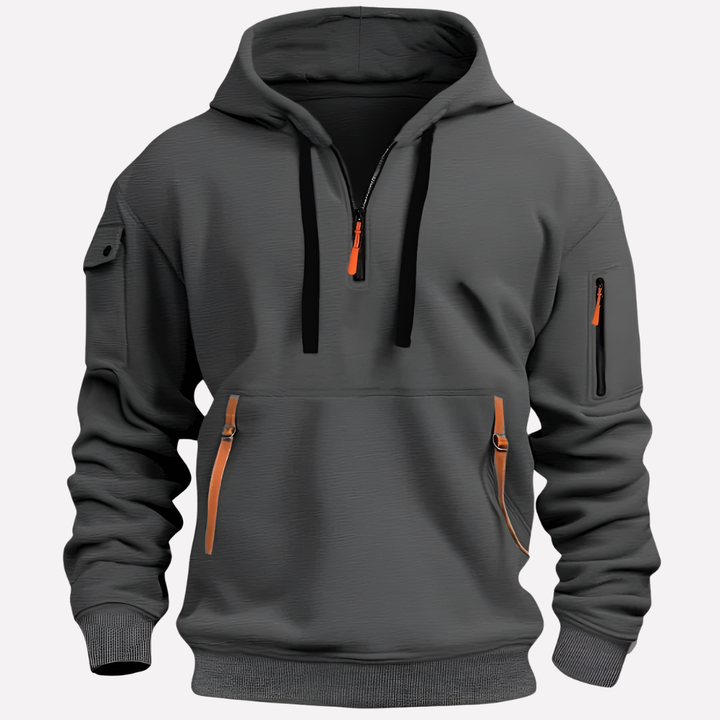 Herrhoodie med justerbar huva