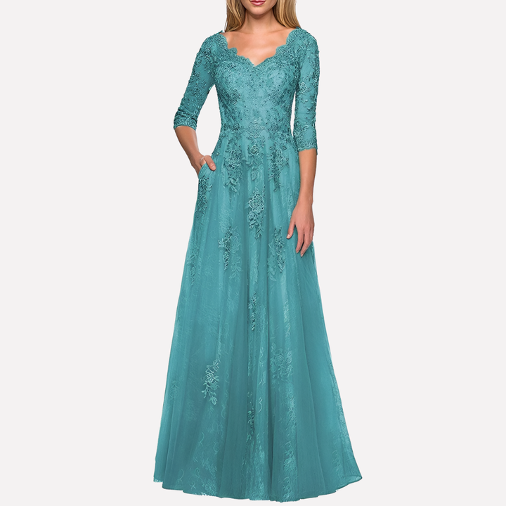 Elegant A-linje Klänning med Klassisk Rund Hals
