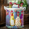 Quiltad, handsydd korg med tuppmotiv