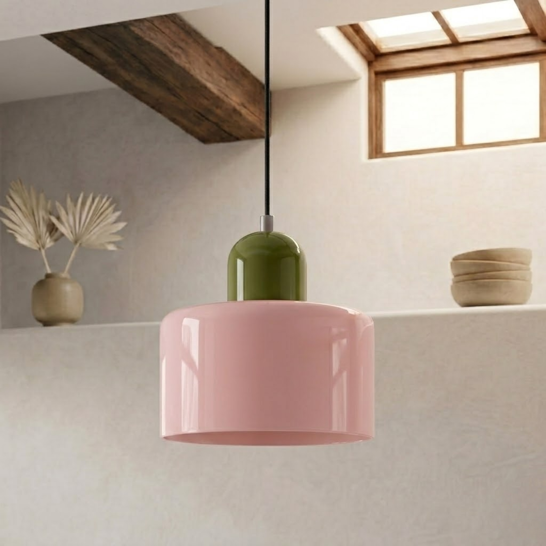 Hänglampa med ring och förstorad halo-design