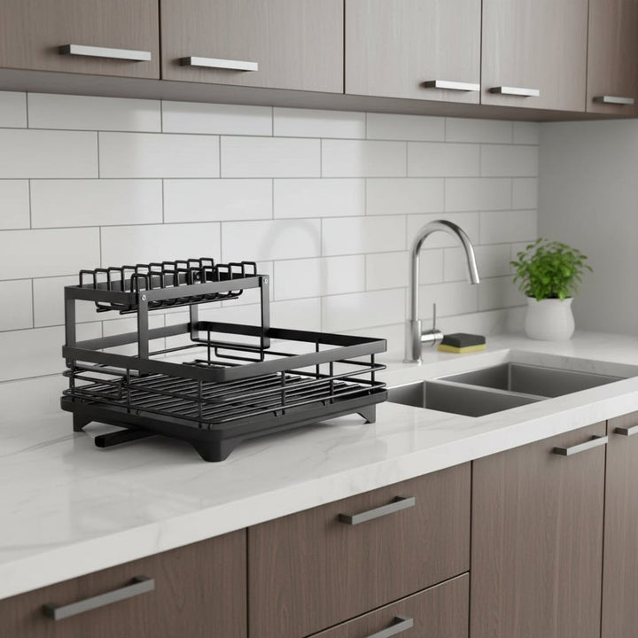 KITCHENFORM – hopfällbar diskställ i rostfritt stål, utrymmesbesparande design för moderna kök