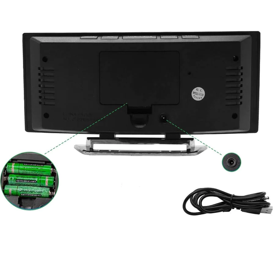 Digital klocka | LED-väckarklocka med spegel | Automatisk dimning utan bländning | CurveClock