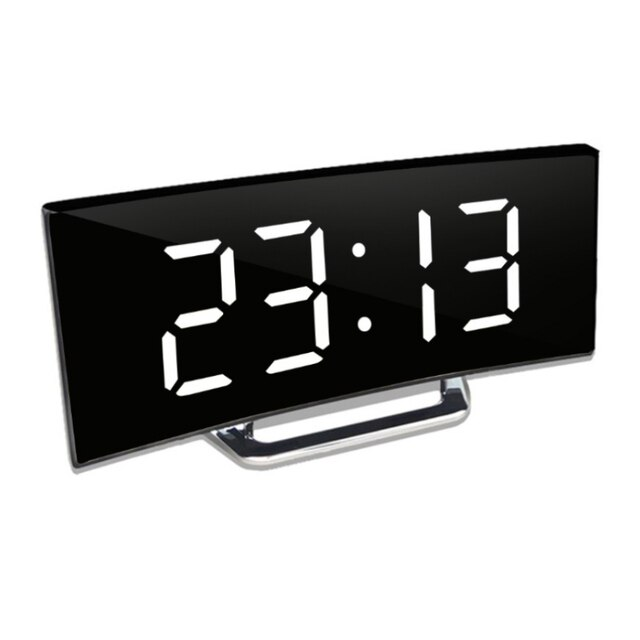 Digital väckarklocka | Böjd LED-spegeldisplay | Automatisk ljusstyrkejustering