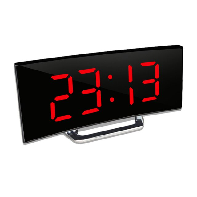 Digital väckarklocka | Välvd LED-spegeldisplay | Automatisk dimfunktion