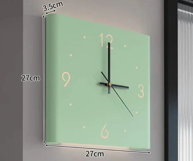 Fyrkantig dubbelsidig väggklocka | Minimalistisk design med belysning
