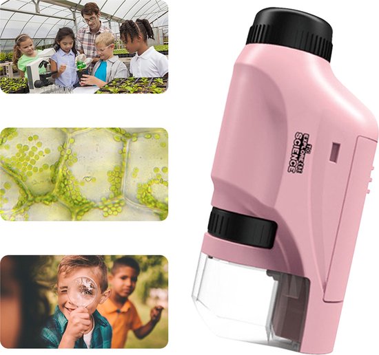 Bärbart mikroskop för barn 60x-120x med LED-ljus - Kompakt och barnvänligt