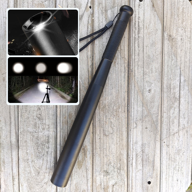 LED-ficklampa formad som ett basebollträ | Aluminiumlegering, 3 belysningslägen | För nödsituationer och allmänt bruk