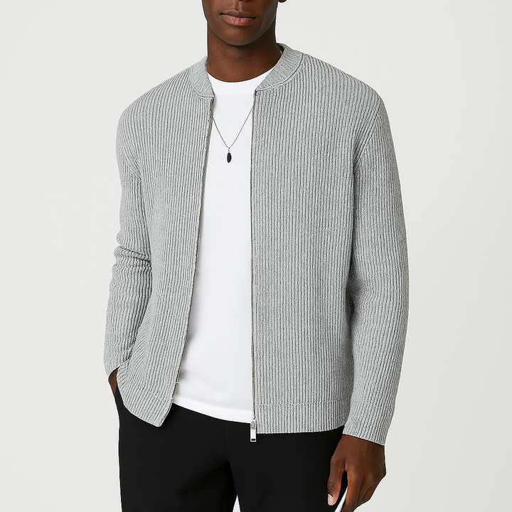 Herr Casual Zipper Stickad Kofta