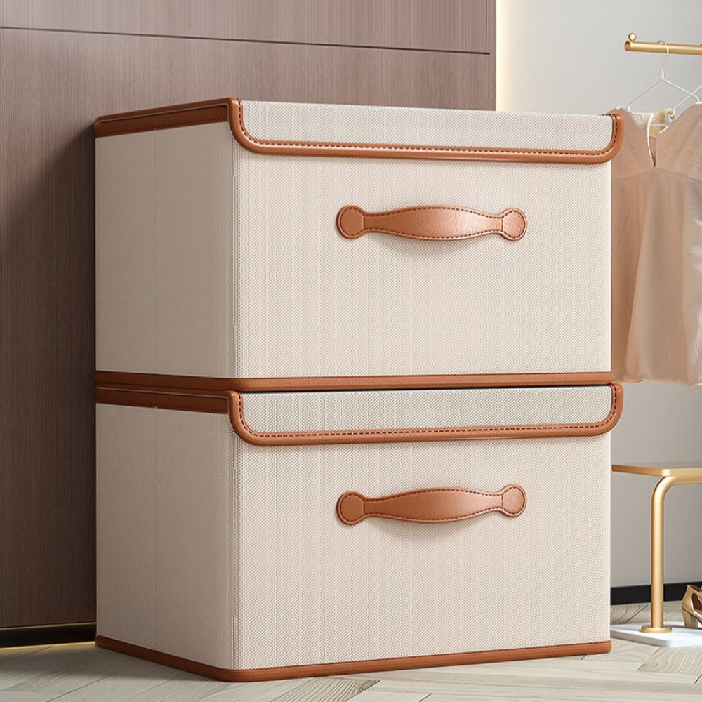 Lorvane – hopfällbar box med lock och läderhandtag