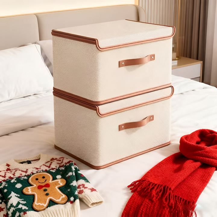 Lorvane – hopfällbar box med lock och läderhandtag