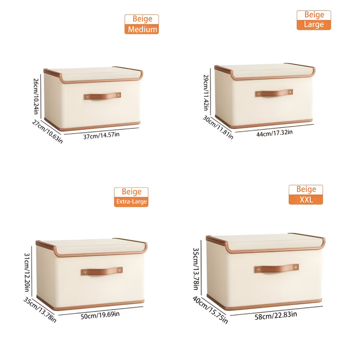 Lorvane – hopfällbar box med lock och läderhandtag