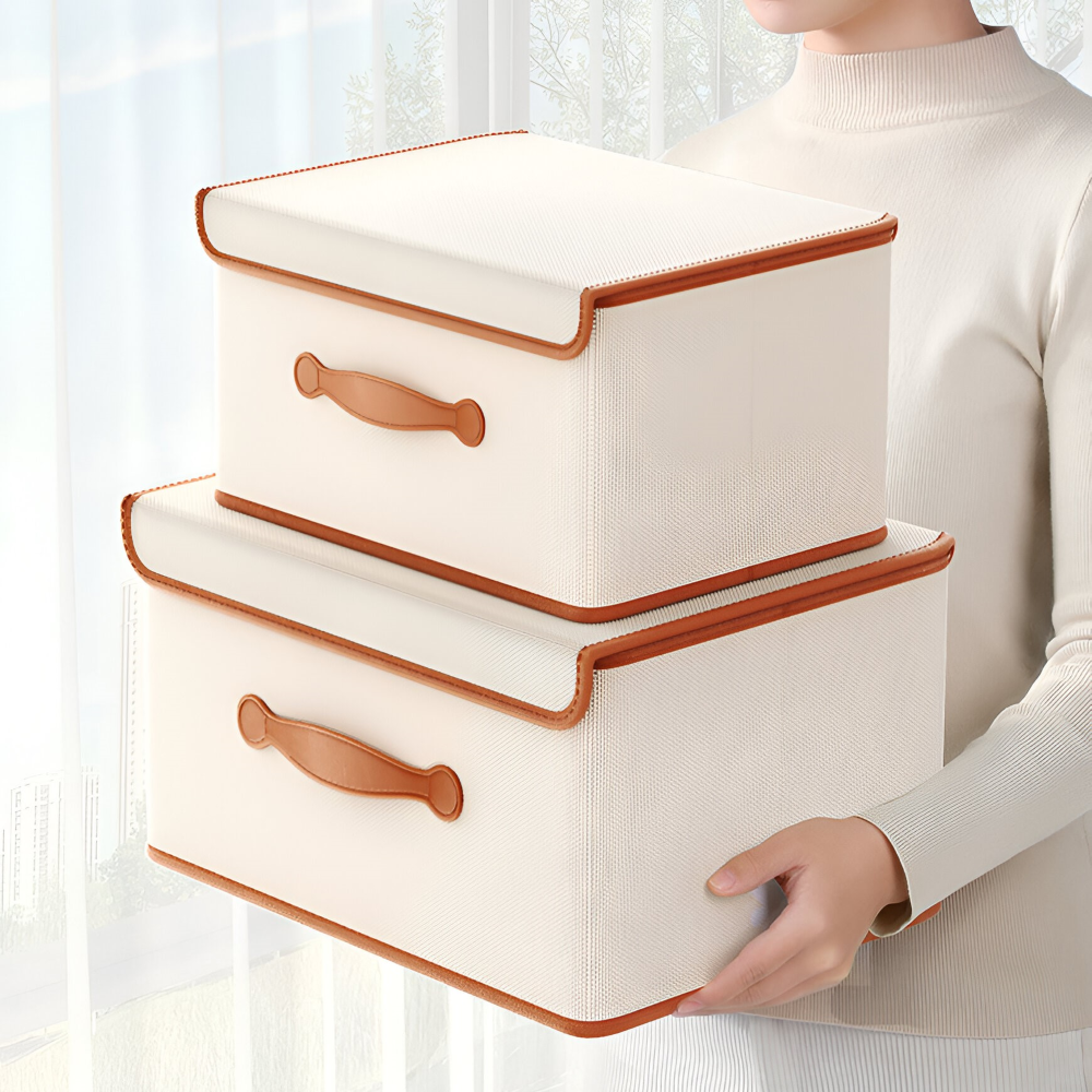 Lorvane – hopfällbar box med lock och läderhandtag