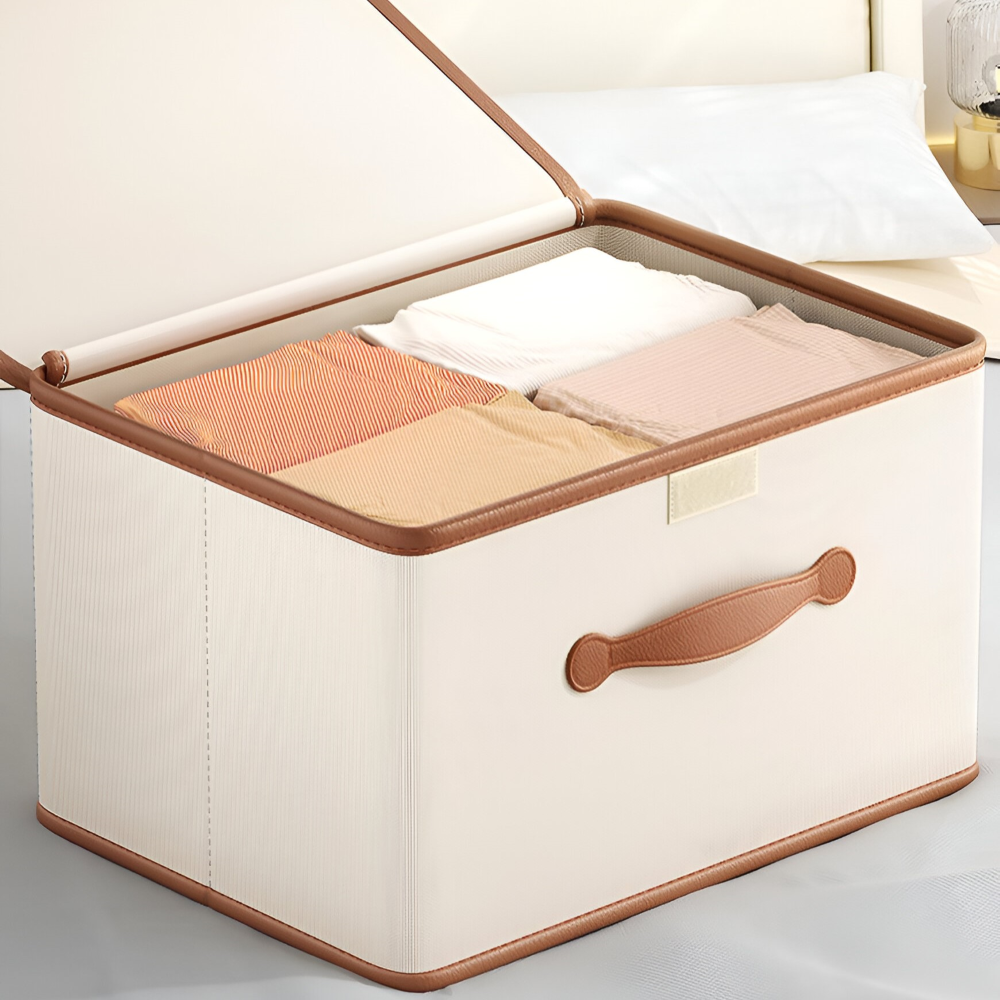 Lorvane – hopfällbar box med lock och läderhandtag