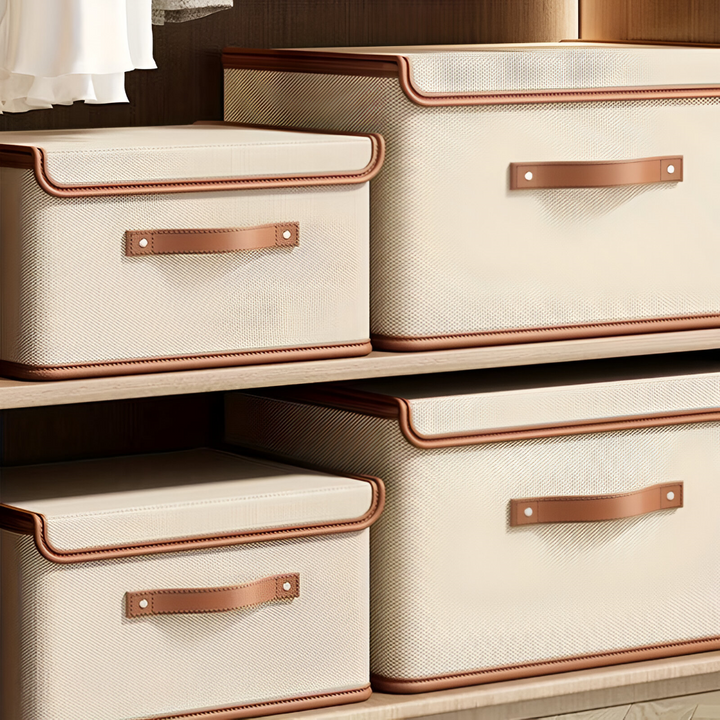 Lorvane – hopfällbar box med lock och läderhandtag
