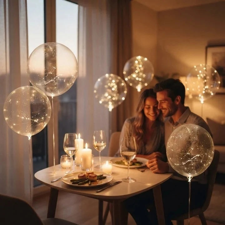 Lysande ballonger – partydekoration med varmt sken | set om 10