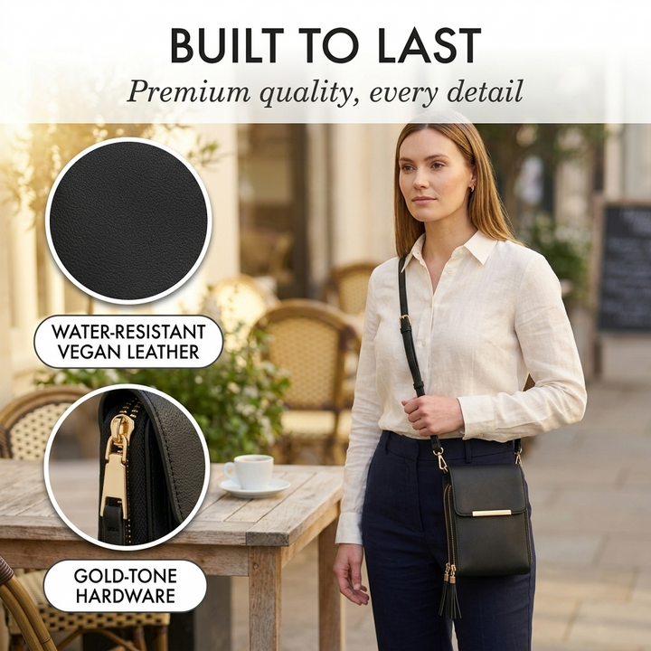 Crossbody-mobilplånbok dam med pekskärmsfönster