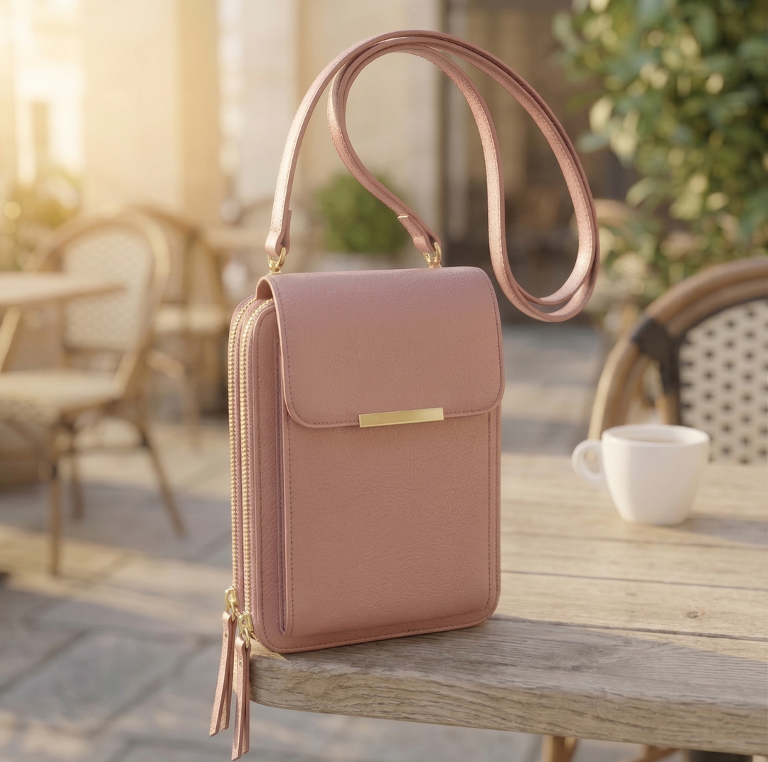Crossbody-mobilplånbok dam med pekskärmsfönster