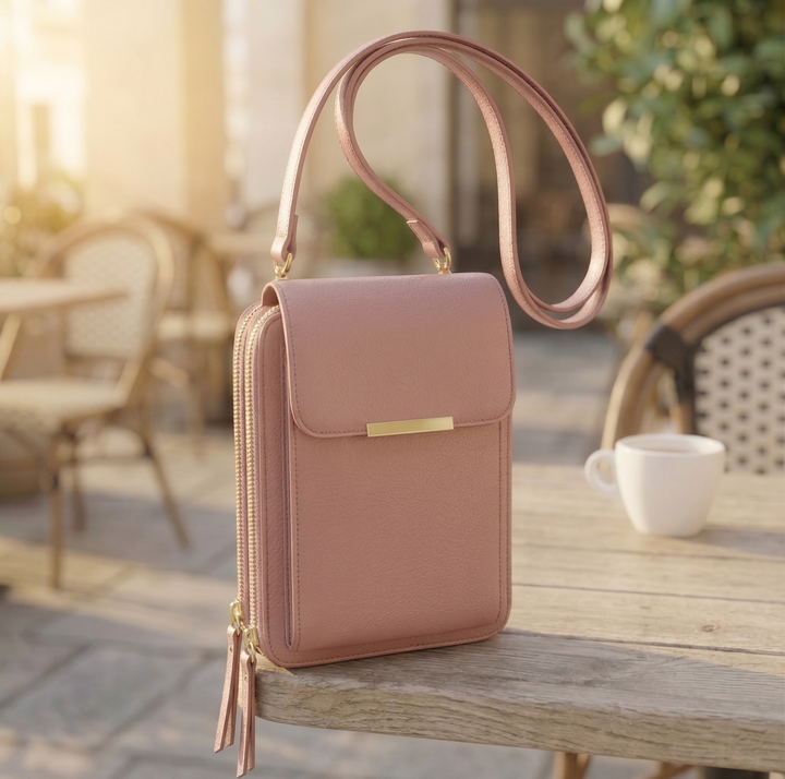 Crossbody-mobilplånbok dam med pekskärmsfönster