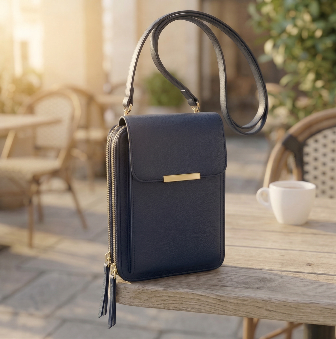 Crossbody-mobilplånbok dam med pekskärmsfönster
