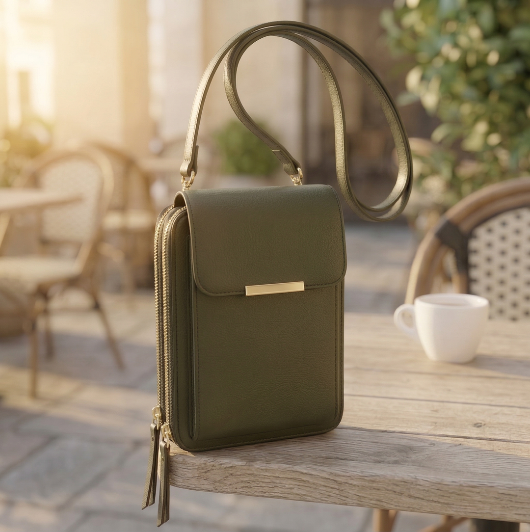 Crossbody-mobilplånbok dam med pekskärmsfönster
