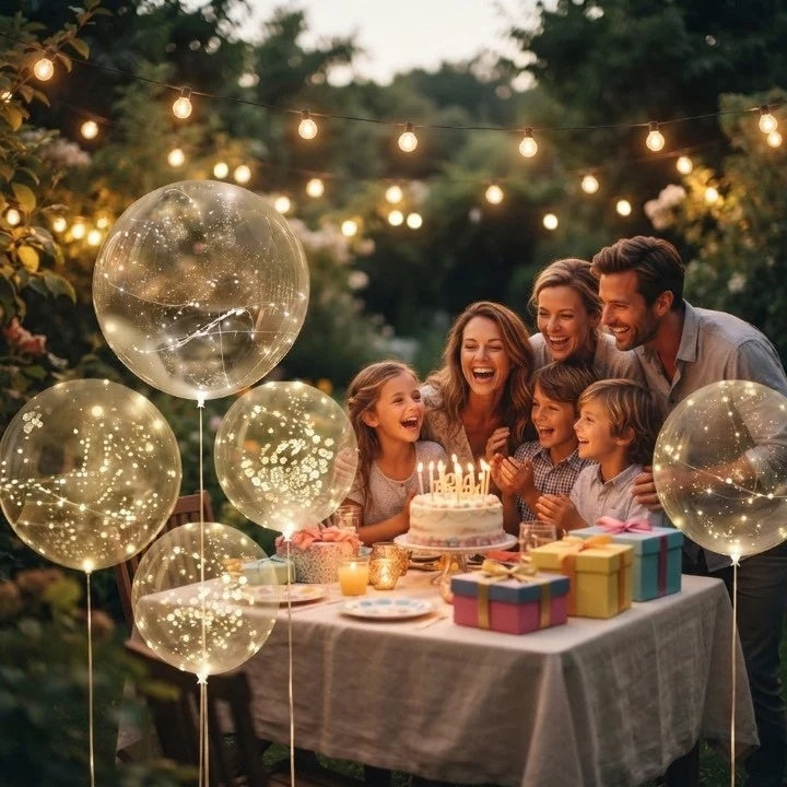 Lysande ballonger – partydekoration med varmt sken | set om 10