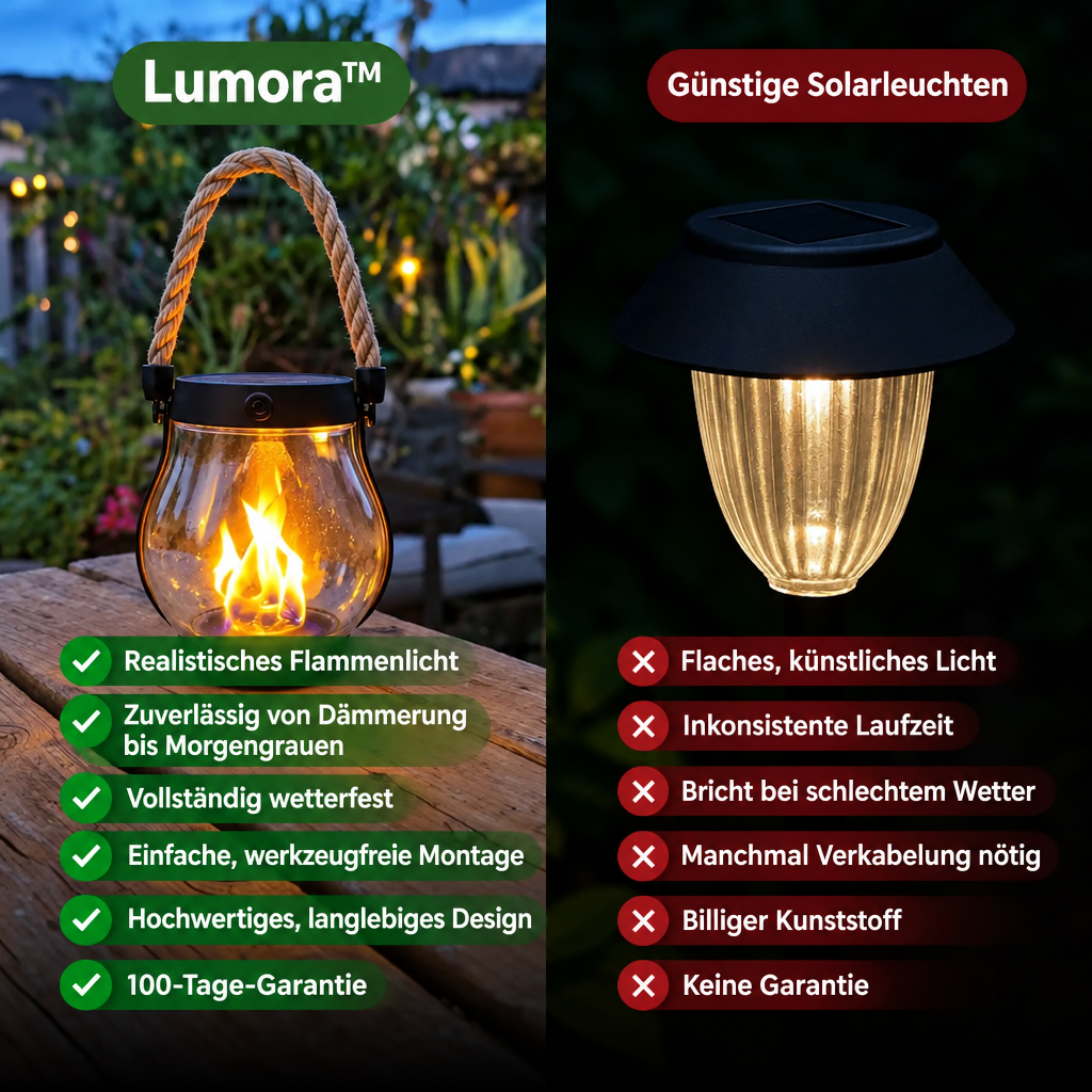 Solcellslykta för utomhusbruk med flimrande låga
