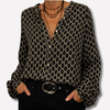 Mønstret elegant bluse med V-udskæring