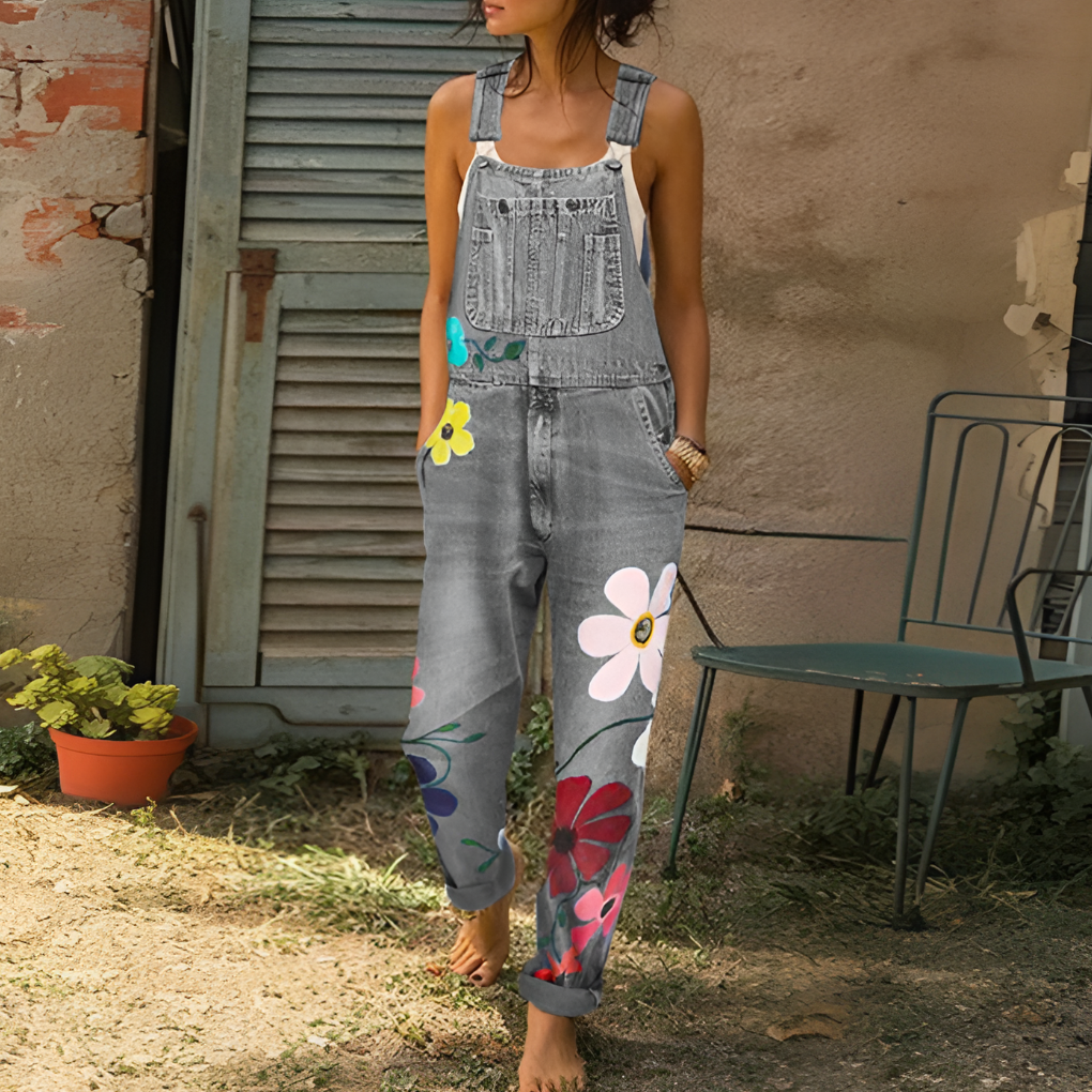 Snygg denimjump med blommönster
