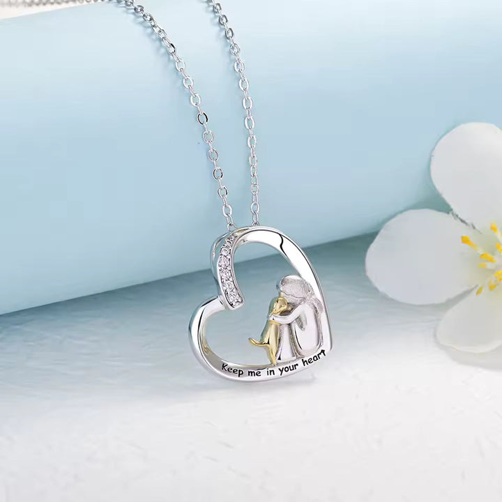 Mjukt silverhalsband med hundhjärta