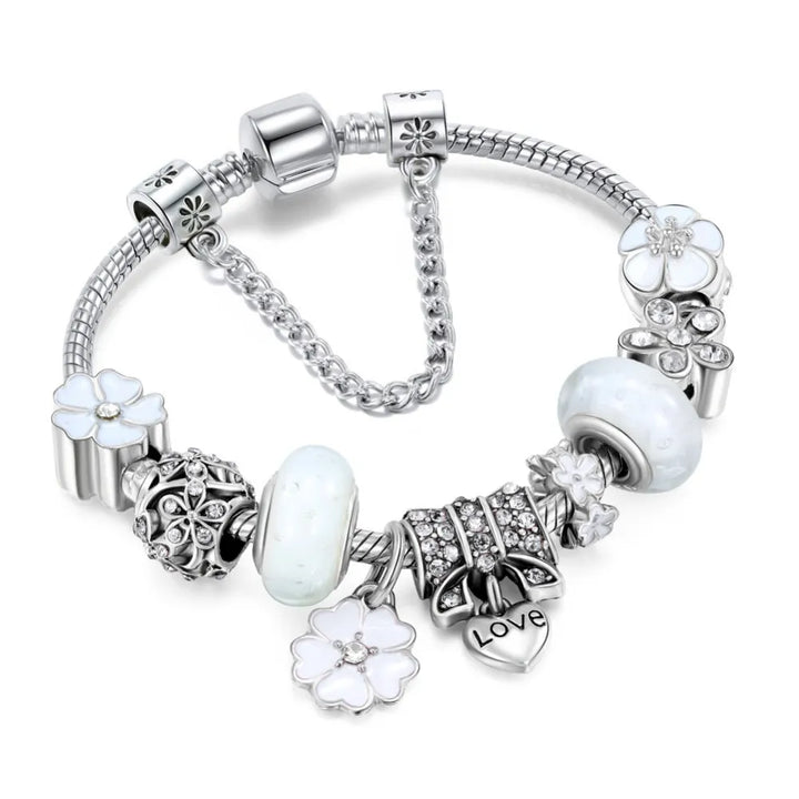 Armband i äkta silver 925 med blomformad berlock | Elegant smyckespresent för kvinnor