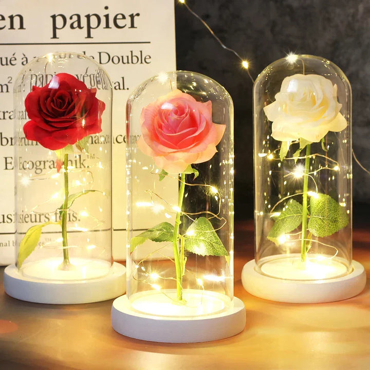 CrystalAura LED-rosdome | Elegant Upplyst Ros för Bröllop- och Eventdekoration