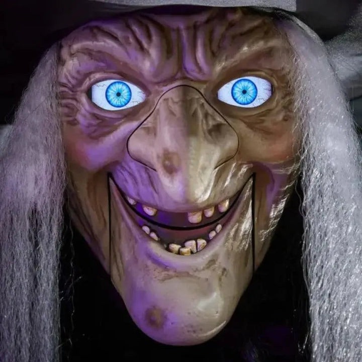 SpookFlight Flygande Häxa – Rörlig Halloweendekoration med Ljus och Ljud