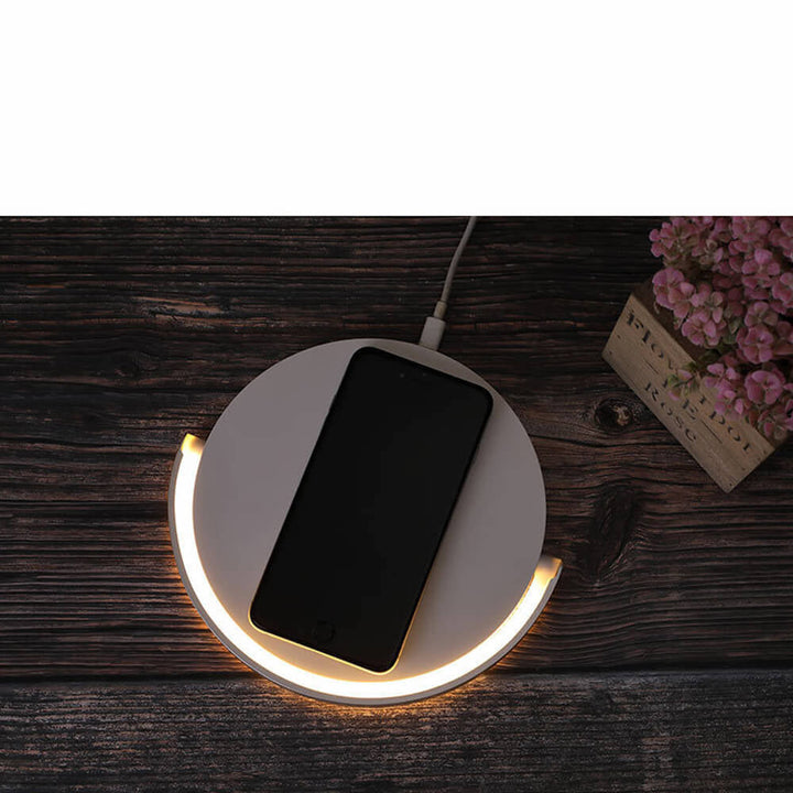 AuraGlow Smart Charging Dock | Modern sängbordslampa med inbyggd snabb trådlös laddning för alla Qi-kompatibla enheter