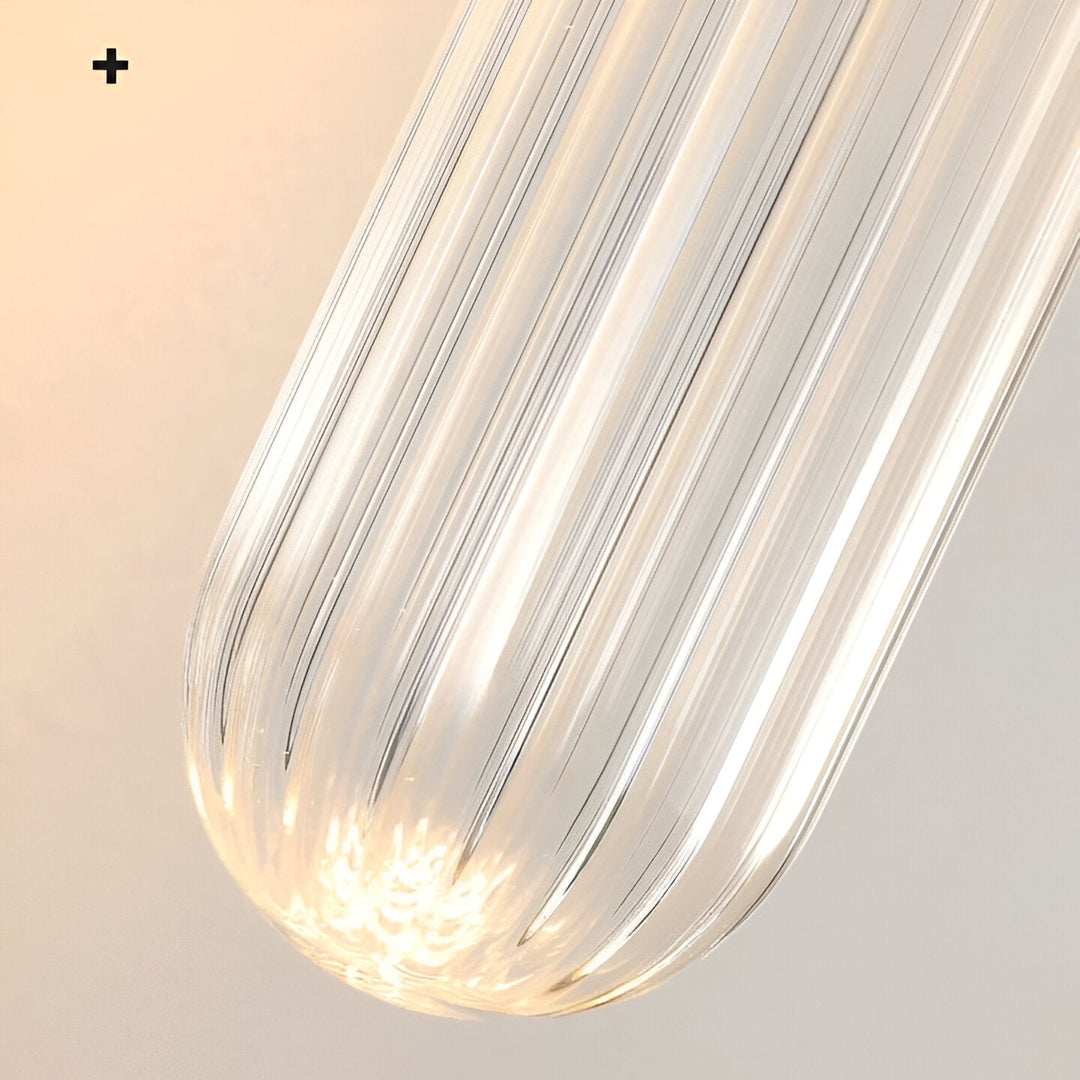 Nordisk Väggapplikation i Glas med Vattenvågsmönster i Mässing LED 1 Ljuskälla