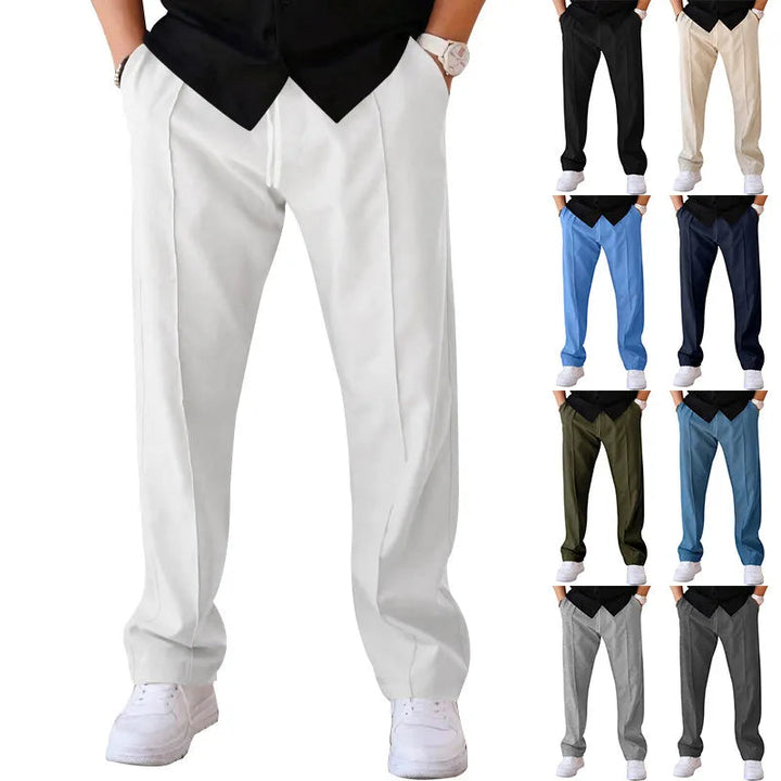 Slim fit-byxor för herr med elastisk midja och dragsko