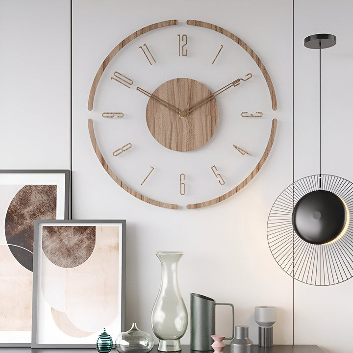 ClearWood Silent väggklocka – Modern design i trä och akryl