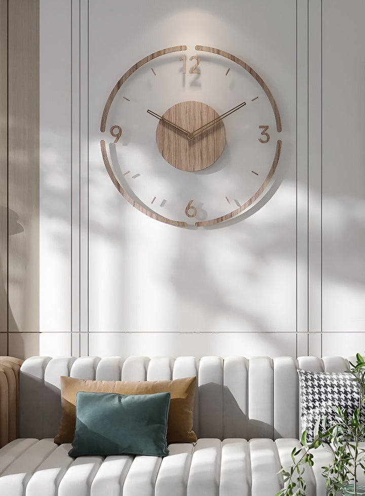 ClearWood Silent väggklocka – Modern design i trä och akryl