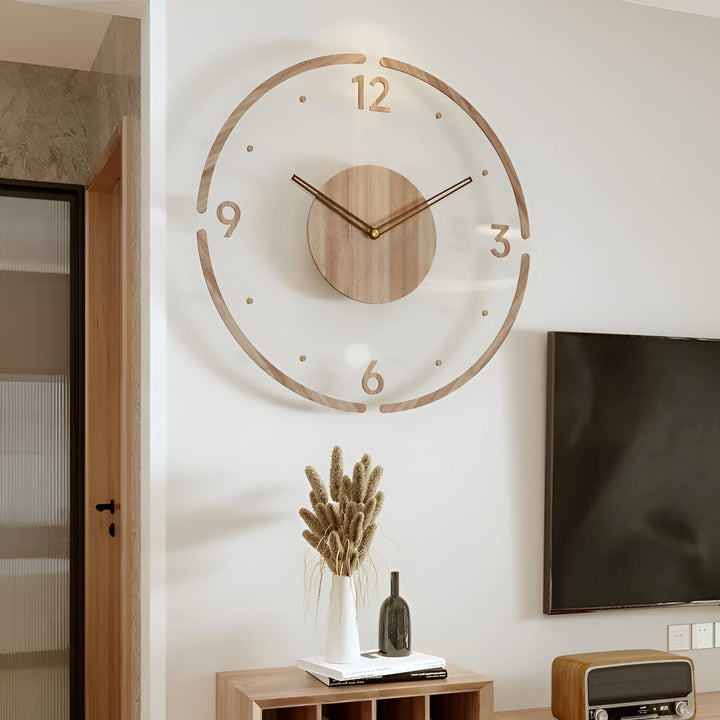 ClearWood Silent väggklocka – Modern design i trä och akryl