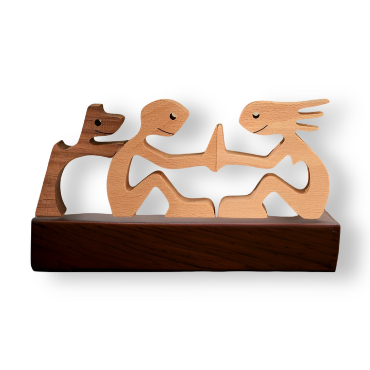 Paws of Love - Handgjord träskulptur av hund och man - Symbol för evig samhörighet