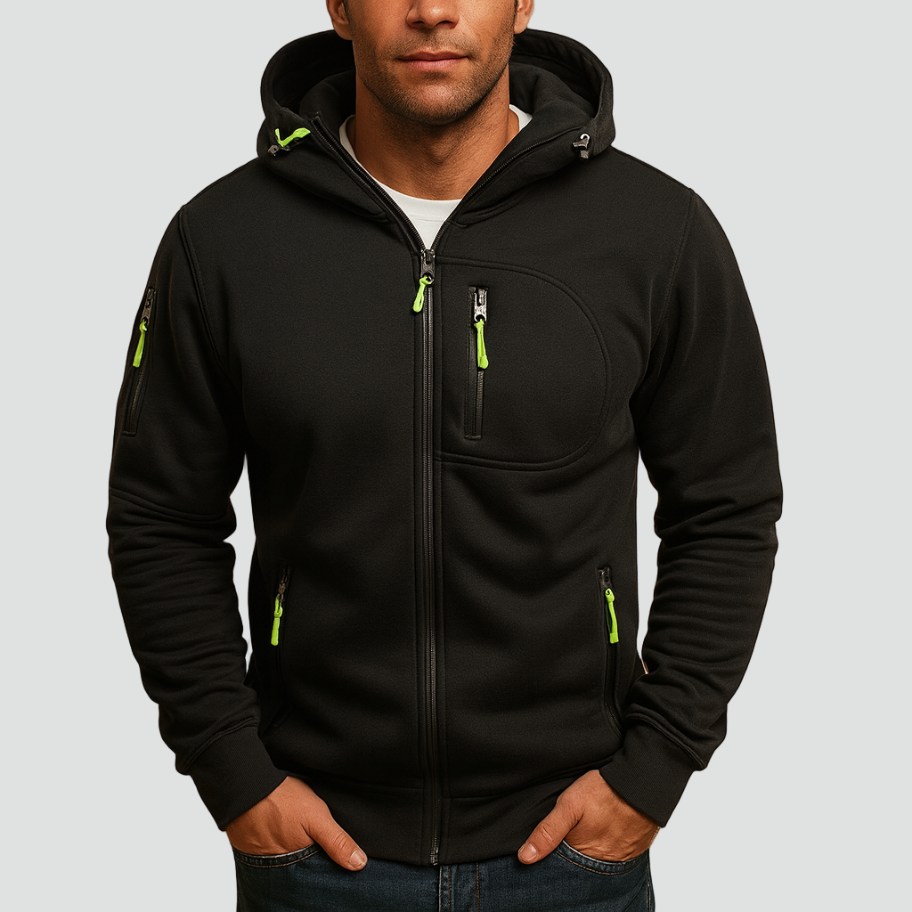 Hoodie för herr | Dragkedja &amp; justerbar huva