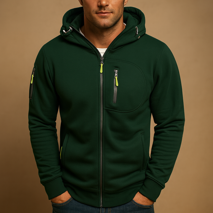 Hoodie för herr | Dragkedja &amp; justerbar huva