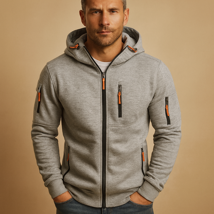 Hoodie för herr | Dragkedja &amp; justerbar huva