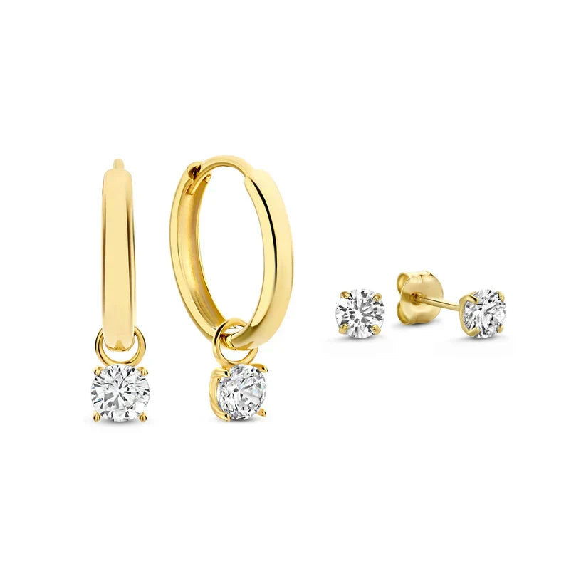Mjuka guldörhängen med en elegant liten sten