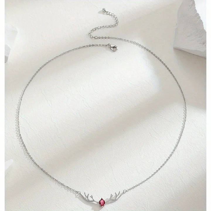 Hjorthorn Halsband med Delikat Hjärtberlock